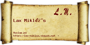 Lax Miklós névjegykártya