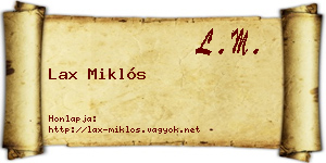 Lax Miklós névjegykártya